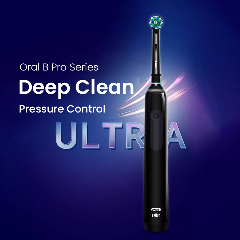 Oral B Pro Ultra Electric Toothbrush Pro 4 Pressure Sensor 48800 Strokes Min 2 Min Timer 30s Reminder 4 Modes 3 Brush Heads