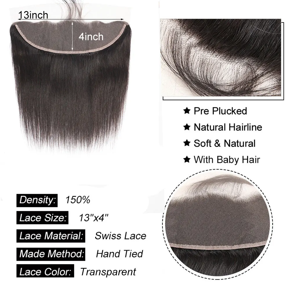 (4x4 Lace Closure 22inches) Straight 4x4 5x5 Lace Closure Human Hair Transparent HD 13x4 Lace Frontal Human Hair Ear to Ear Frontal Extensions