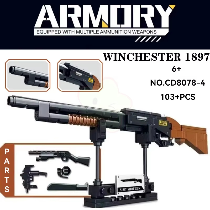 (AK~47) Military Weapon AK47 Barrett Super Magnum Assault Sniper Rifle Model Building Blocks Imitation Gun Bricks Toys