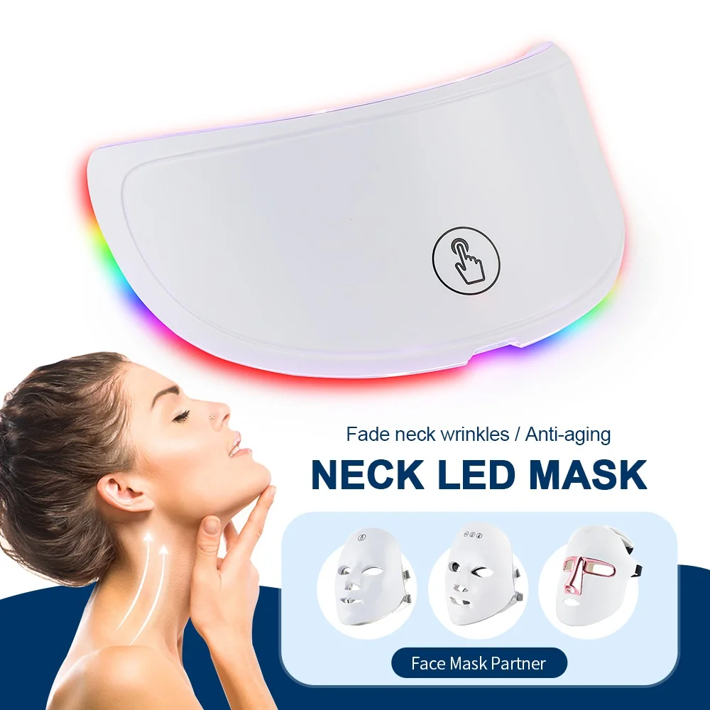 Neck LED Mask 7 Colors Photon Neck Beauty Mask Neck Wrinkle Remover Skin Rejuvenation Tightening Brightening Lifting Device Anti Wrinkle Skin Care