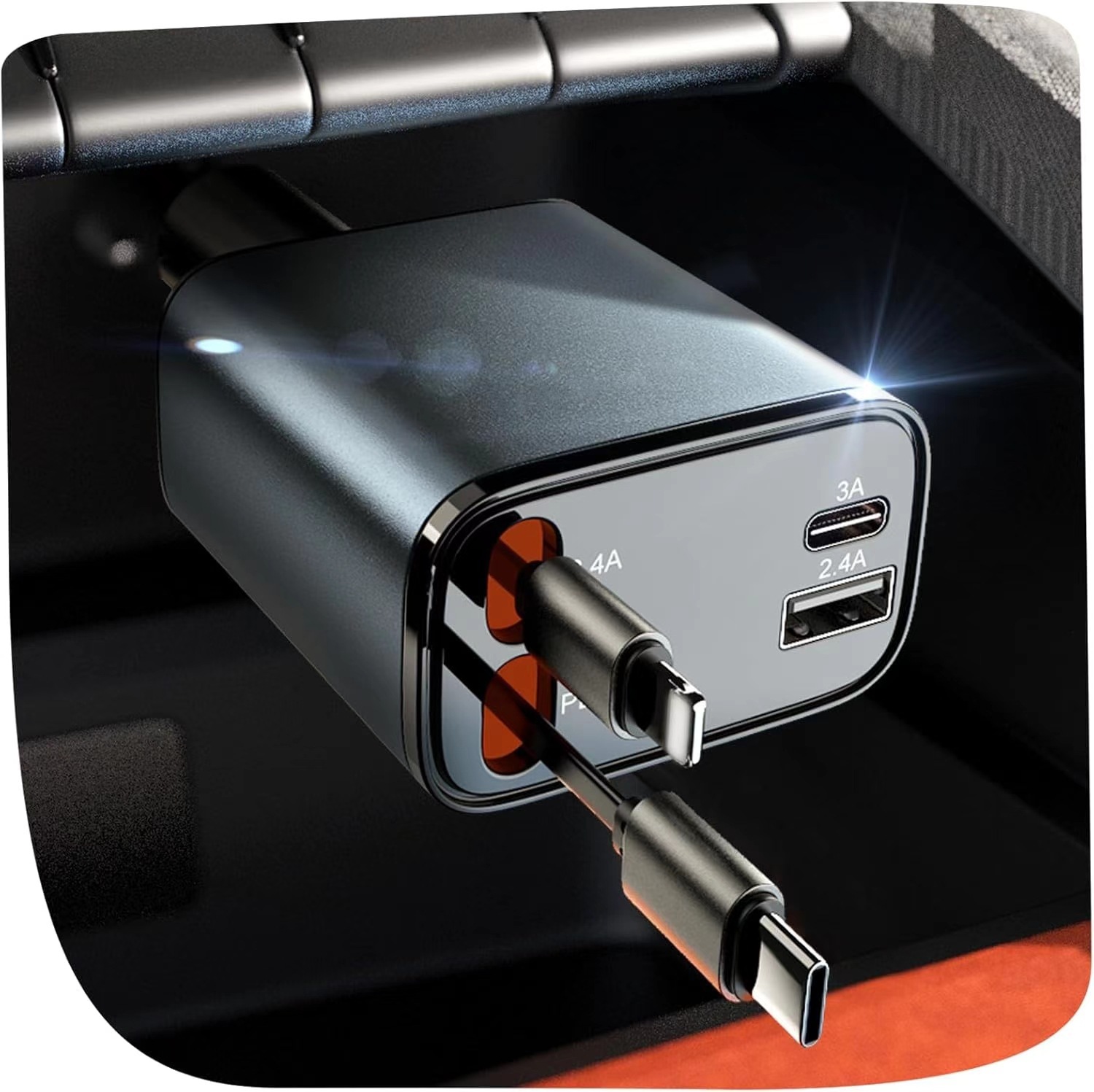 Retractable Car Charger Adapter 30W Cigarette Lighter USB C Car Phone Charger Travel Car Accessories Gifts for Women Men