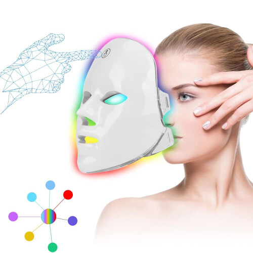 7 Colors Facial LED Mask Photon Skin Therapy Rejuvenation Wireless Anti Aging UK
