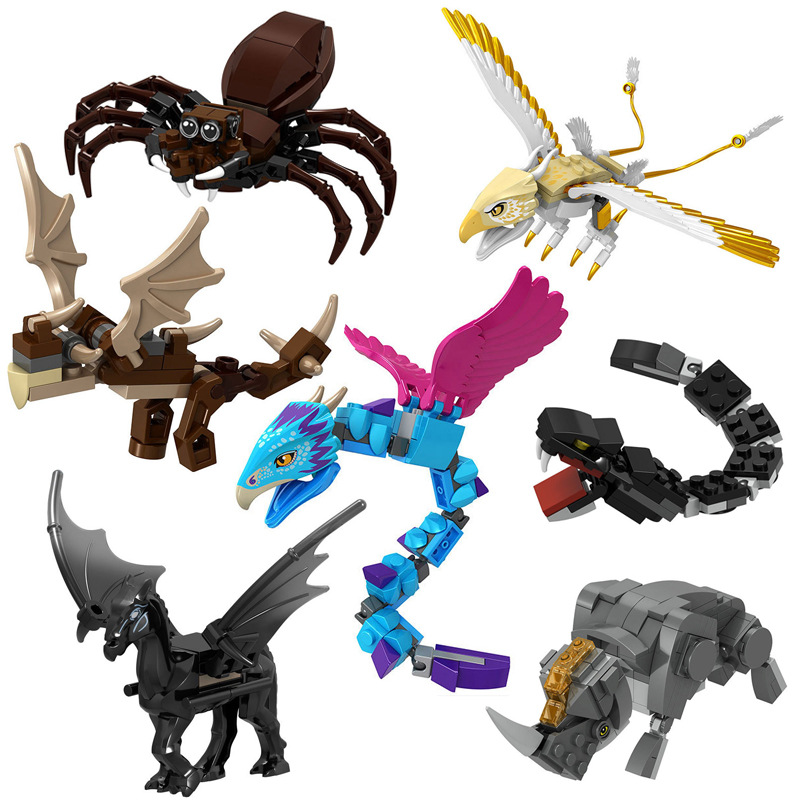 (Snake) Rhinoceros Snake Dog Building Blocks Collection Mini Figures Educational Toy Set Room Decoration and Birthday for Boys Girls