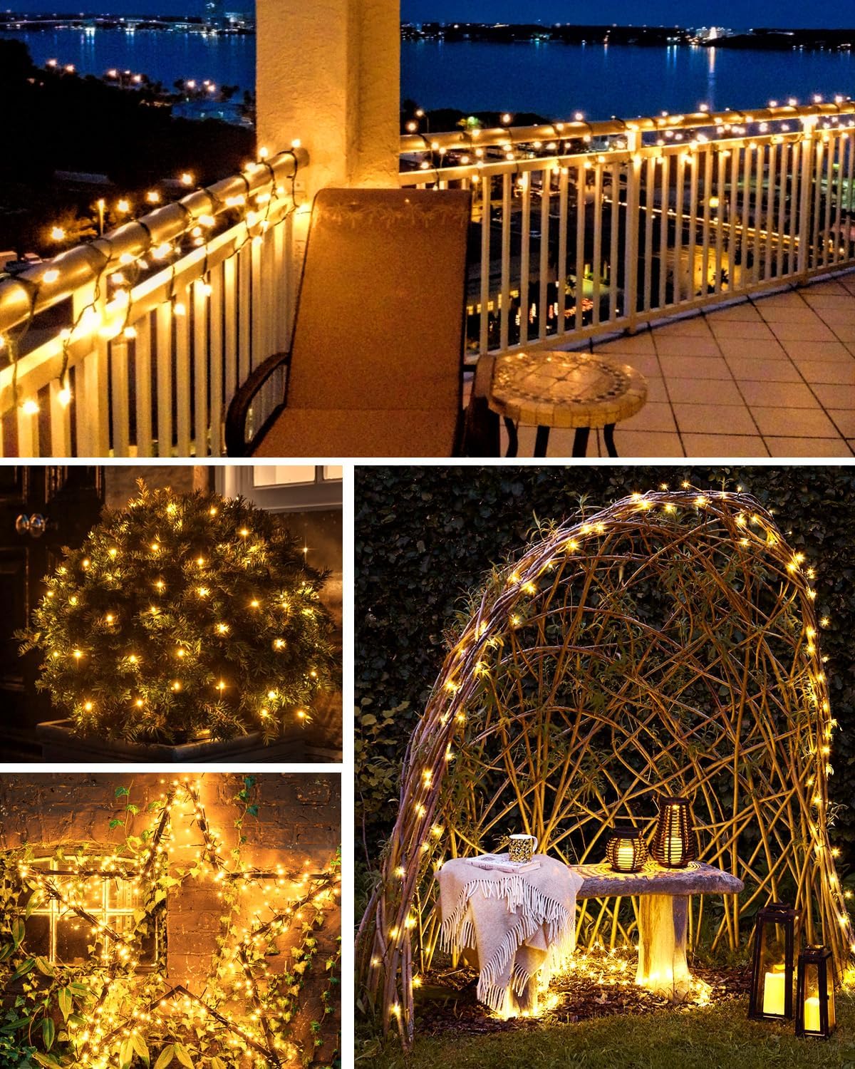 (Cool White) 2 Pack Solar Lights Outdoor Garden String Total 12M 40FT 120 LED Fairy Lights Solar Powered Waterproof Solar Tree Lights for Terrace Patio Yard Party Christmas 