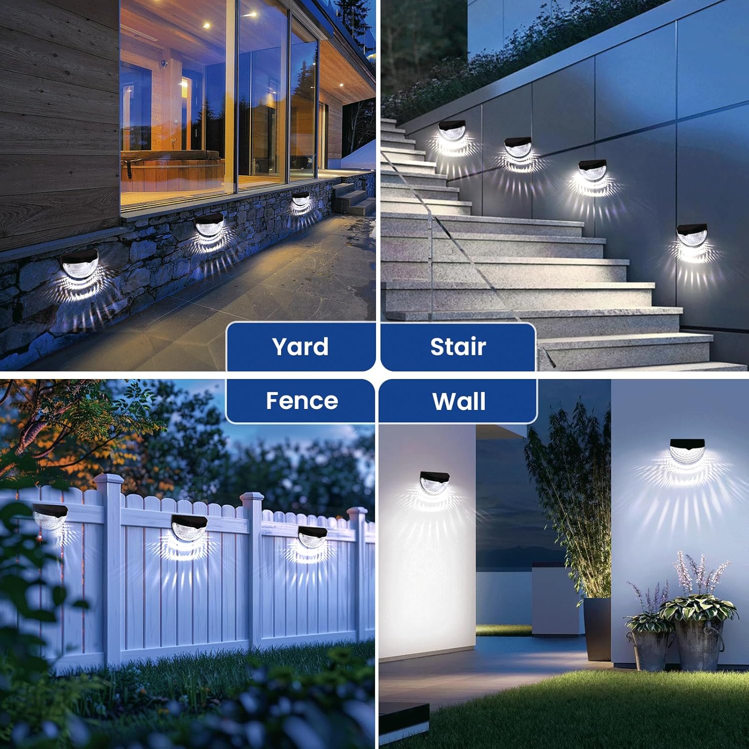 Solar Fence Lights Outdoor Garden Waterproof LED Wall Lamp Solar Security Light with Dusk to Dawn Sensor  Solar Powered Night Light Decorative for Fence Deck 