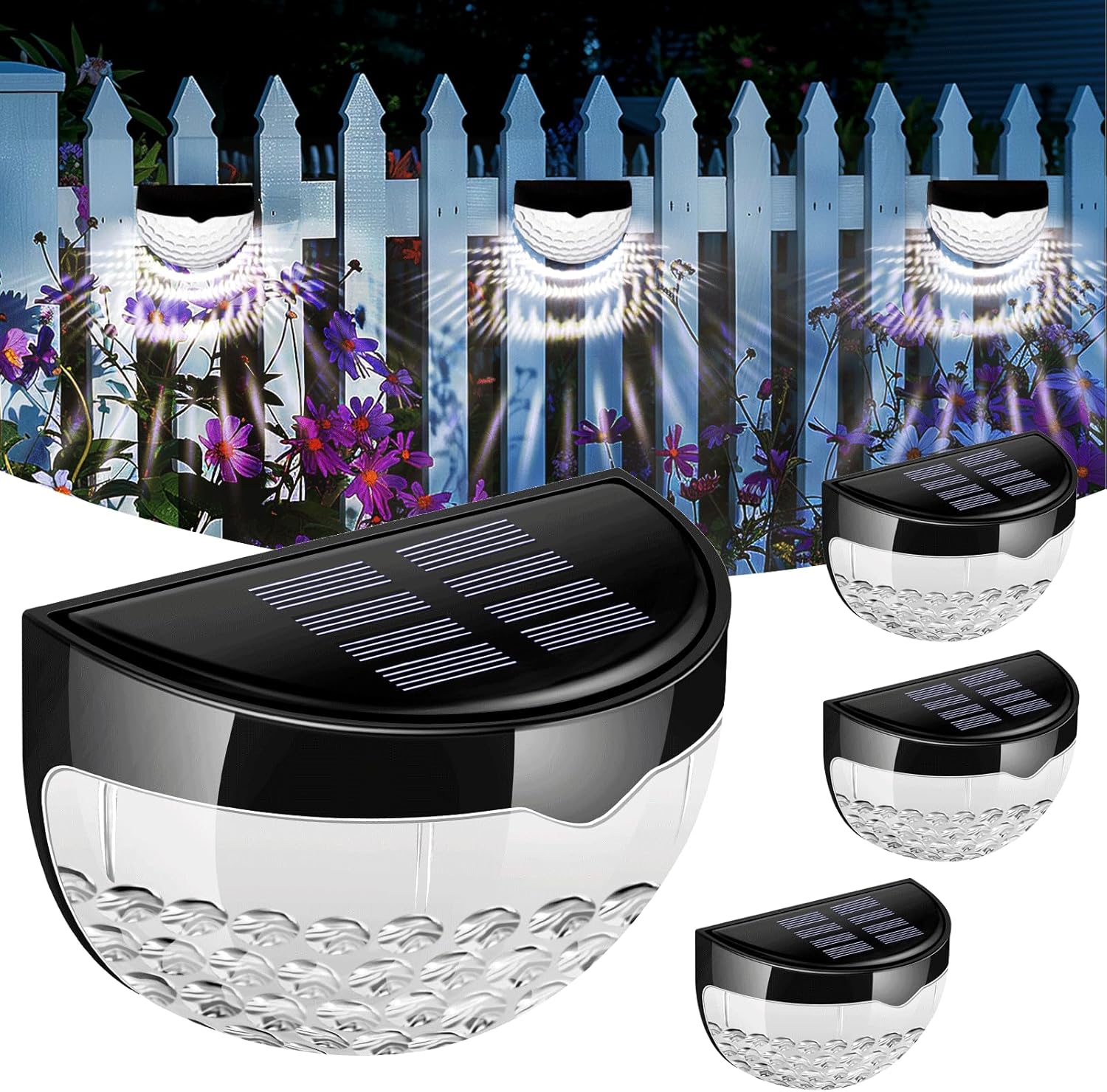 Solar Fence Lights Outdoor Garden Waterproof LED Wall Lamp Solar Security Light with Dusk to Dawn Sensor  Solar Powered Night Light Decorative for Fence Deck 
