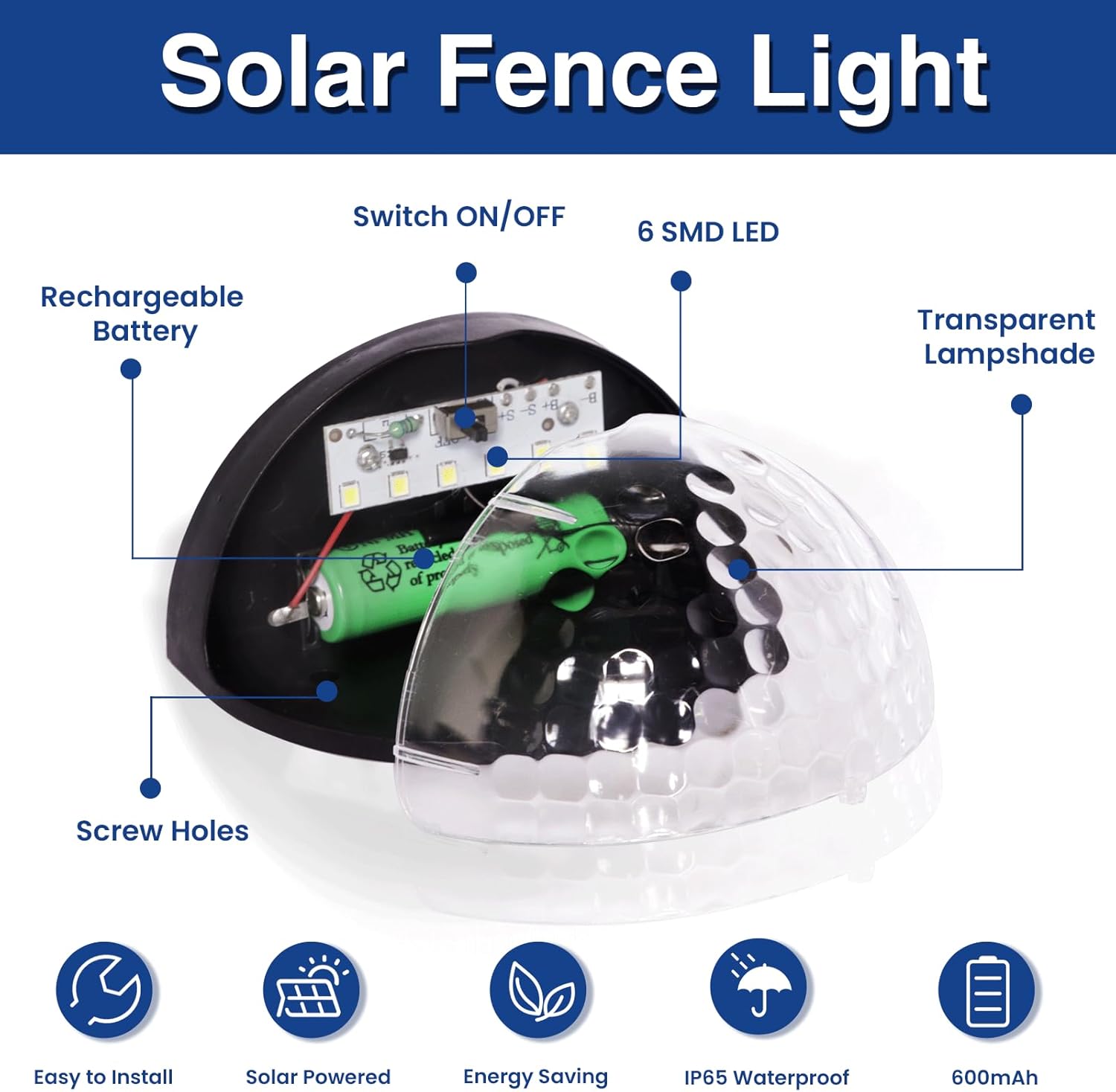 Solar Fence Lights Outdoor Garden Waterproof LED Wall Lamp Solar Security Light with Dusk to Dawn Sensor  Solar Powered Night Light Decorative for Fence Deck 