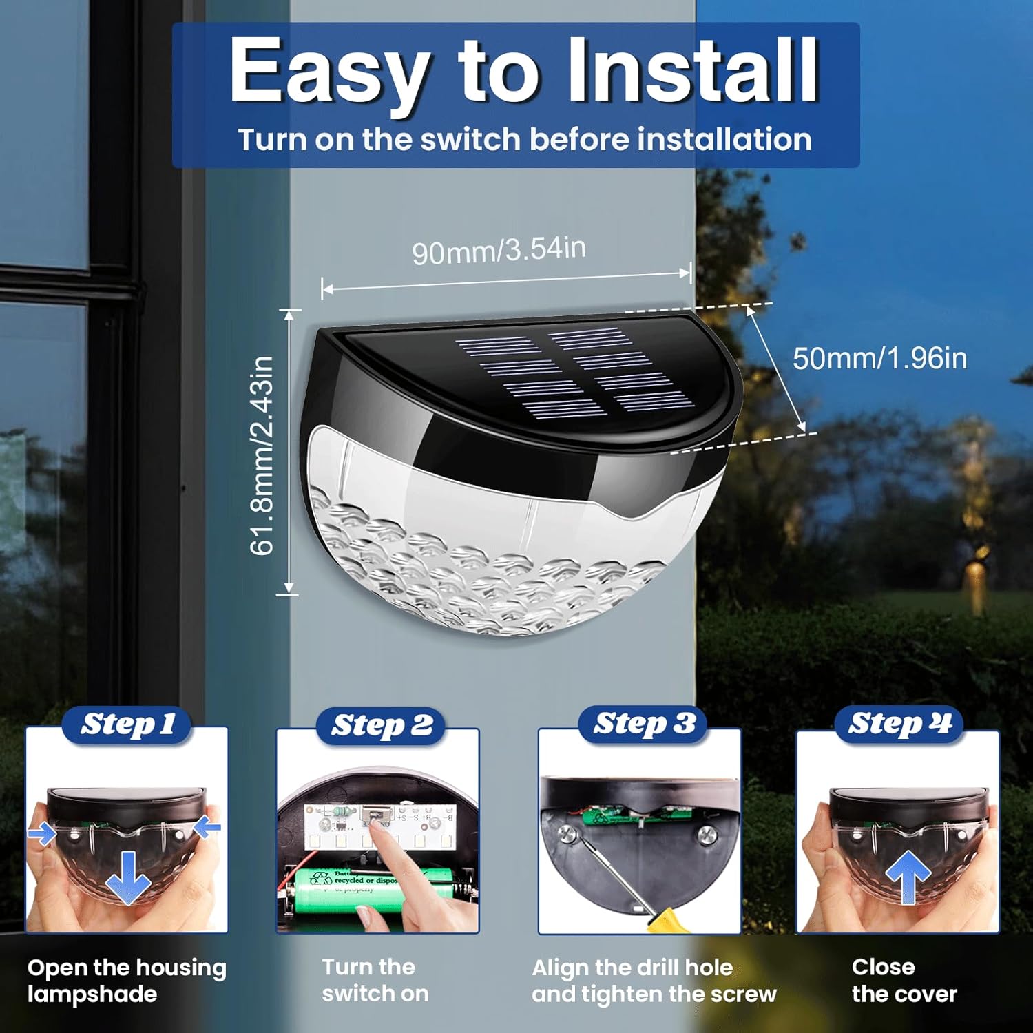 Solar Fence Lights Outdoor Garden Waterproof LED Wall Lamp Solar Security Light with Dusk to Dawn Sensor  Solar Powered Night Light Decorative for Fence Deck 