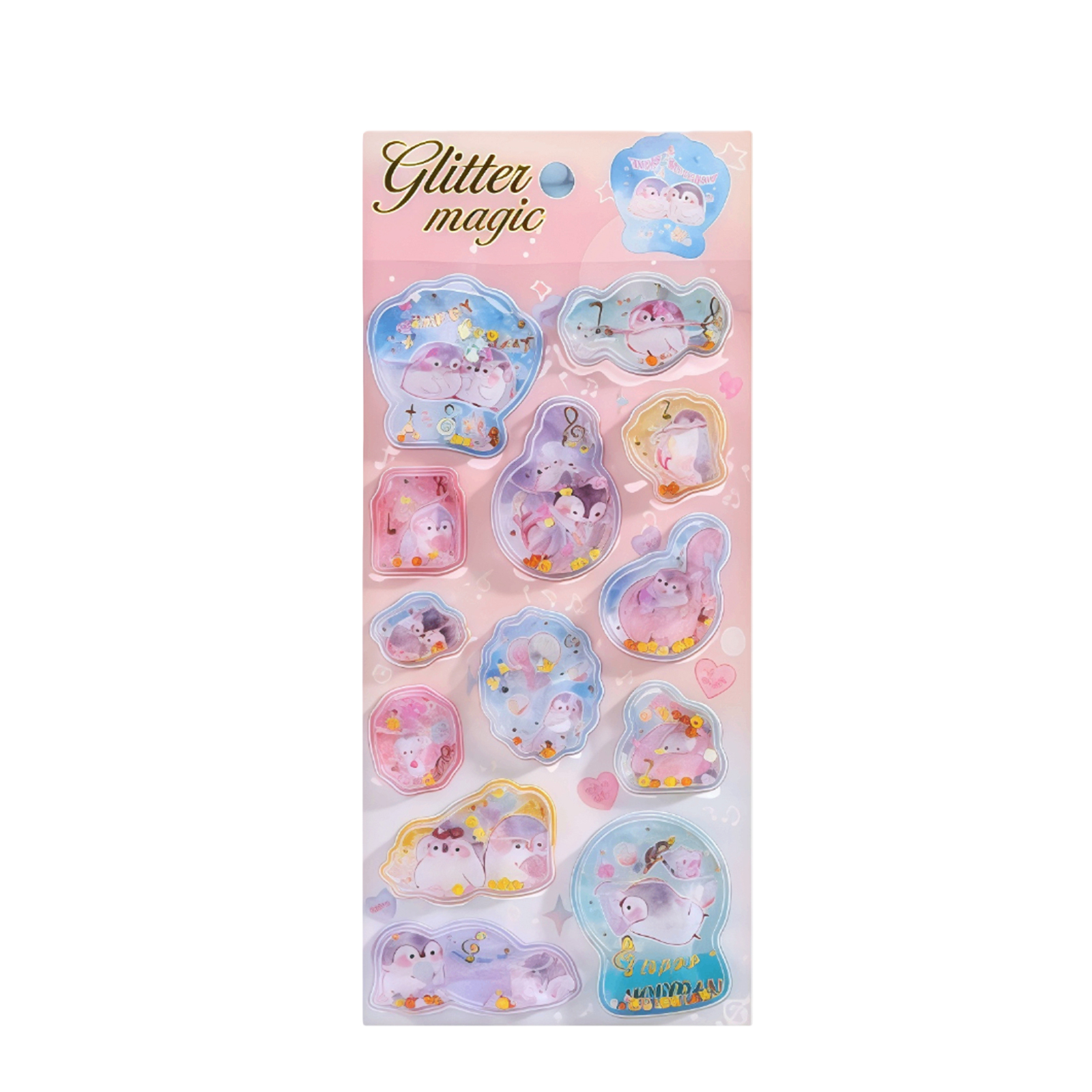(Set D) Kawaii Cartoon Colorful Dynamic Water Injection 3D Stickers Cute DIY Mobile Graffiti Decoration Stickers Holiday Gifts ﻿