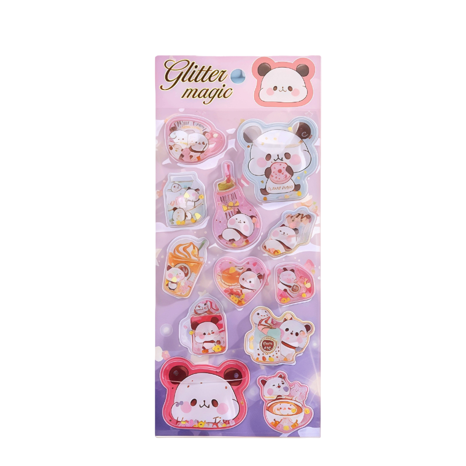 (Set D) Kawaii Cartoon Colorful Dynamic Water Injection 3D Stickers Cute DIY Mobile Graffiti Decoration Stickers Holiday Gifts ﻿