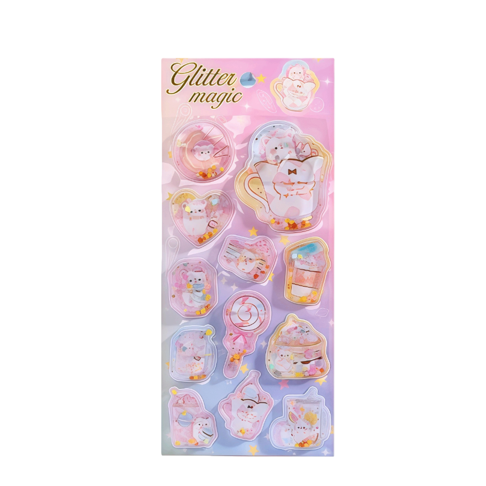 (Set D) Kawaii Cartoon Colorful Dynamic Water Injection 3D Stickers Cute DIY Mobile Graffiti Decoration Stickers Holiday Gifts ﻿