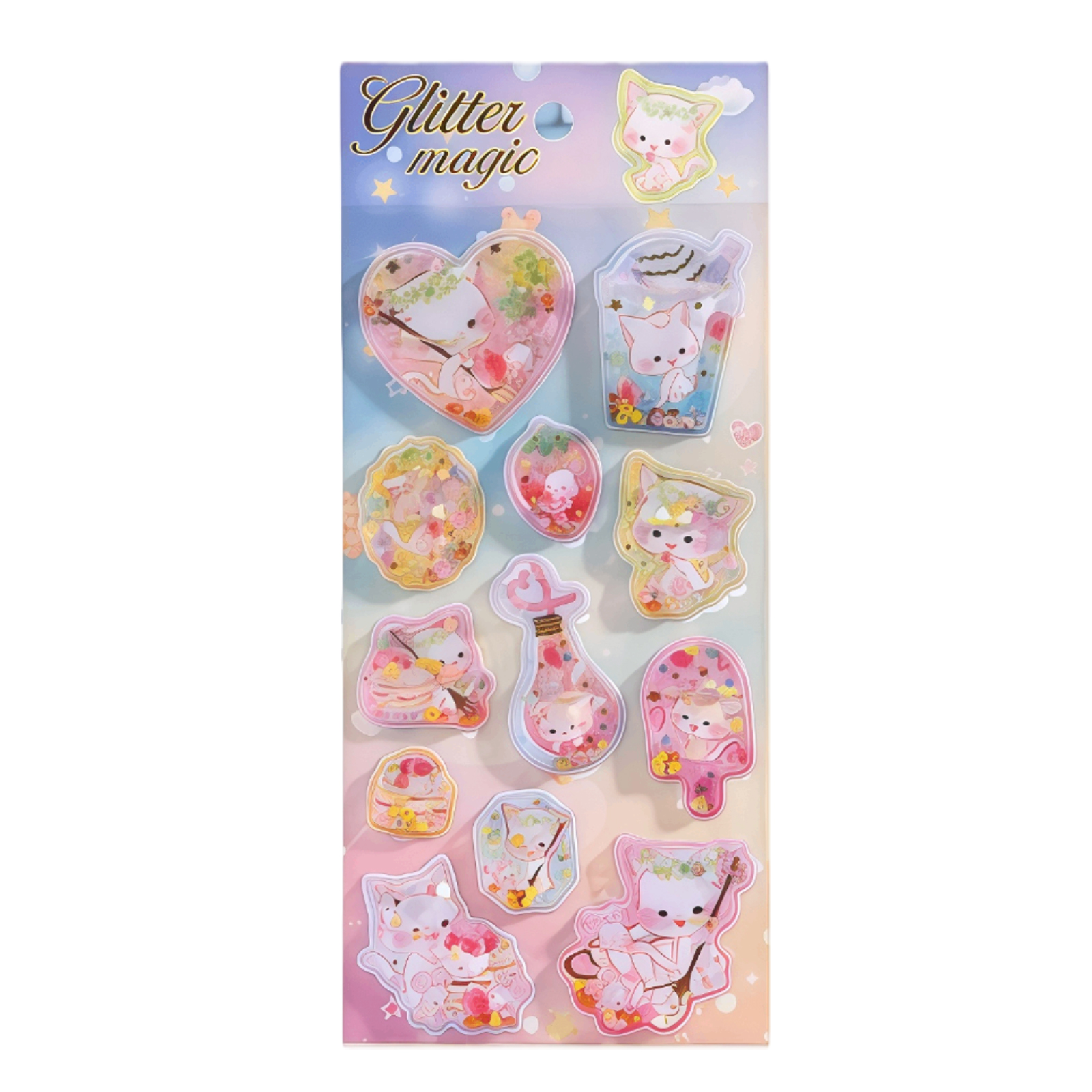 (Set D) Kawaii Cartoon Colorful Dynamic Water Injection 3D Stickers Cute DIY Mobile Graffiti Decoration Stickers Holiday Gifts ﻿