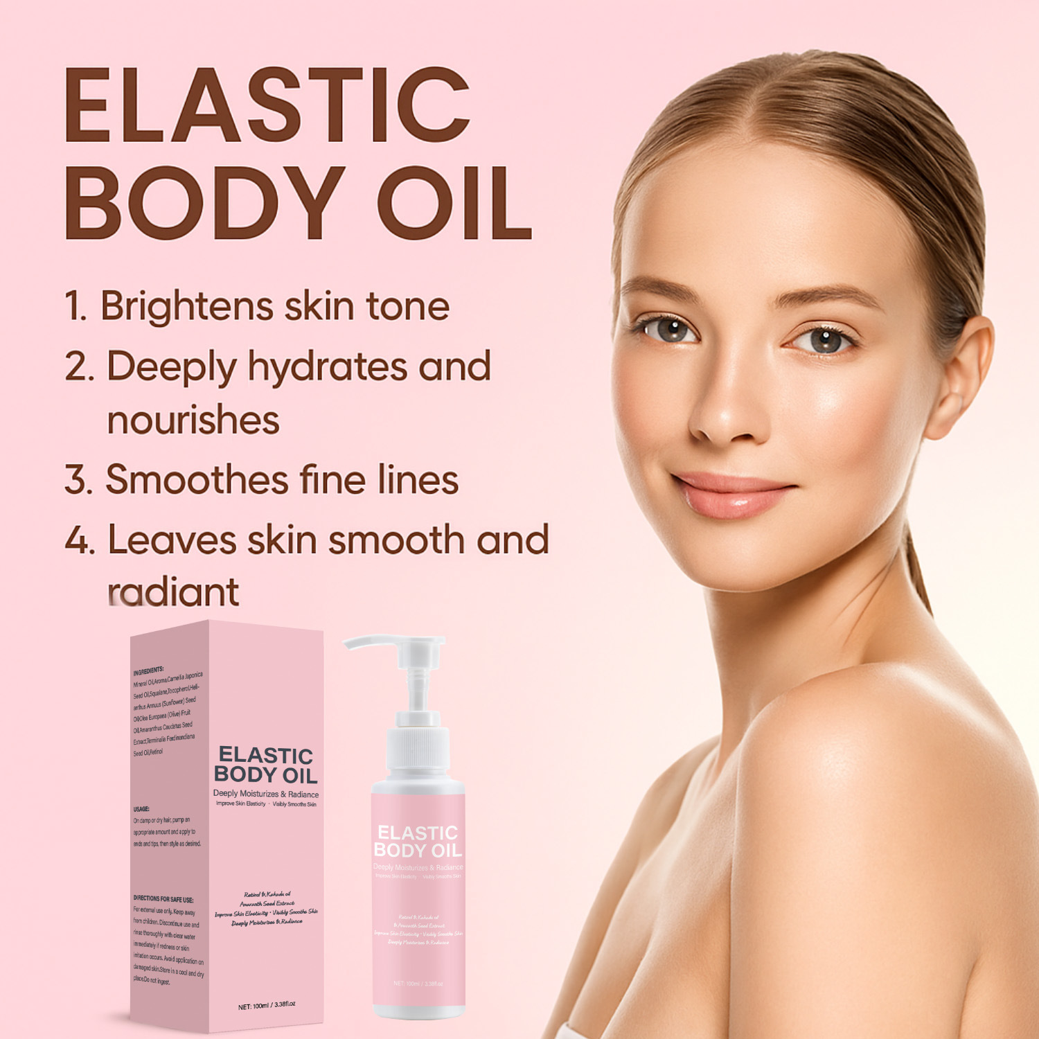Firming Body Oil For Skin Elasticity Hydrating Nourishing Daily Massage Treatment 100ml