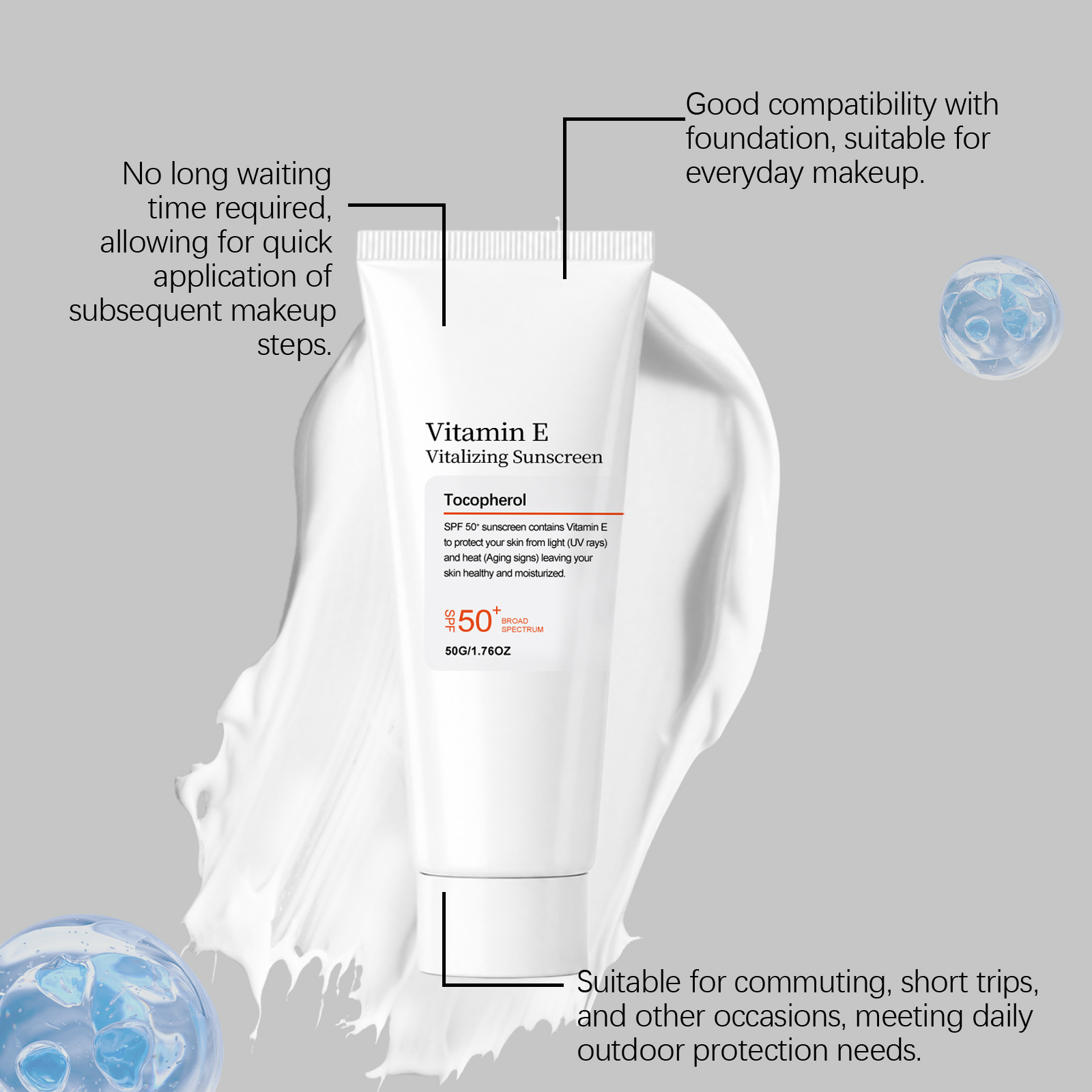 Refreshing Protection Cream Soft Light Cozy Care Facial Skin Daily Commute Outdoor Activity Convenient Safeguard