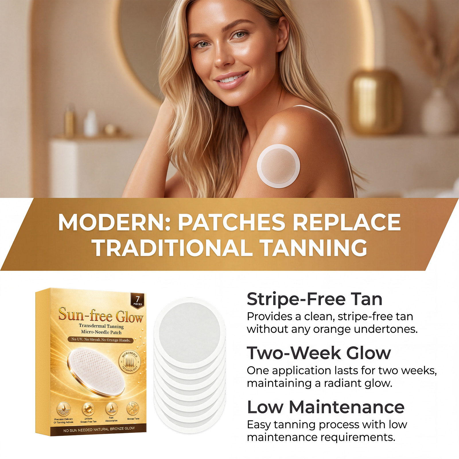 Tanning Care Patches Summer Sunfree Glossy Bronze Lightweight Breathable Snug Body Skin Treatment Sticker