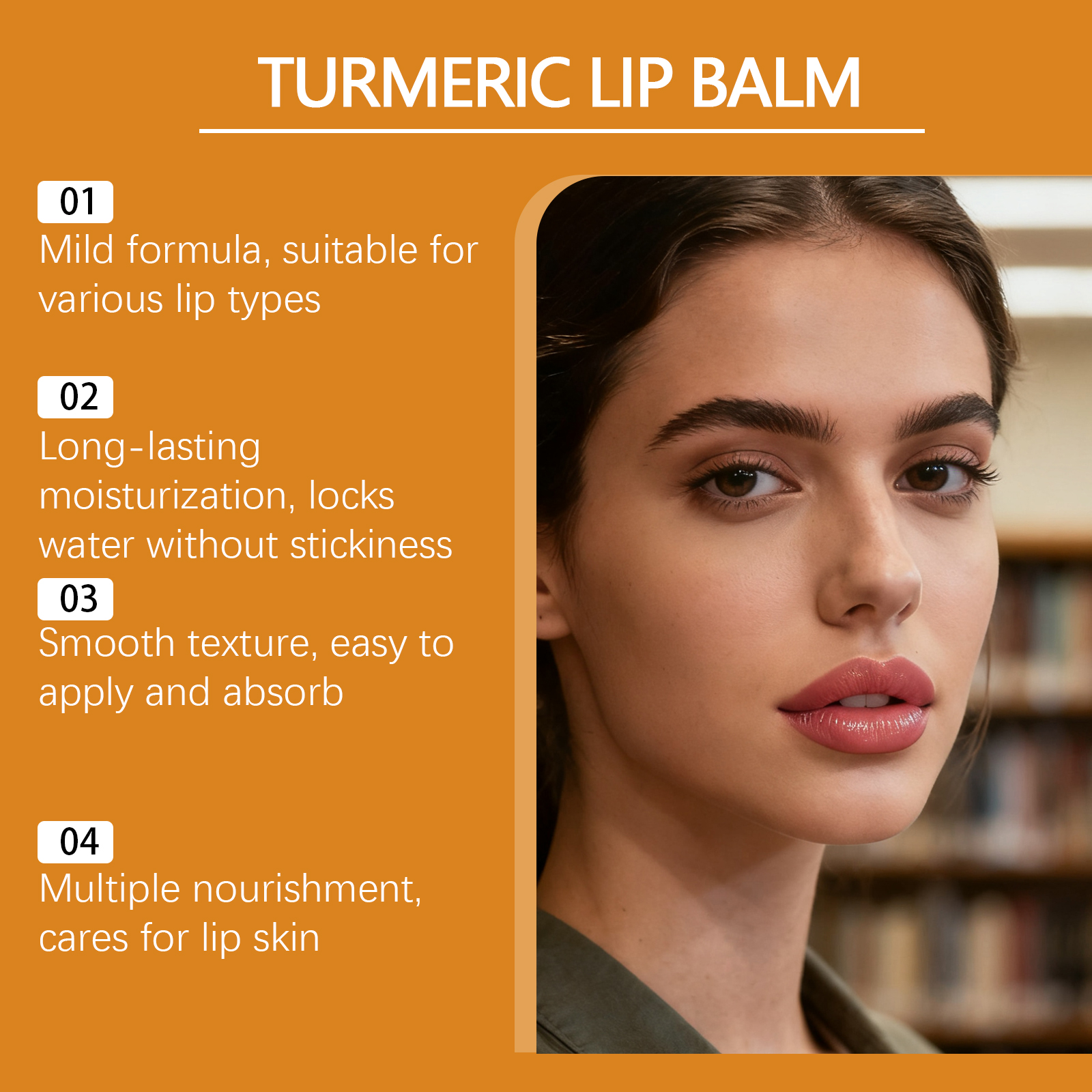 Turmeric Lip Balm Moisturizes Smooth Nonsticky Softens Lip Skin Daily Hydrating Care Protection