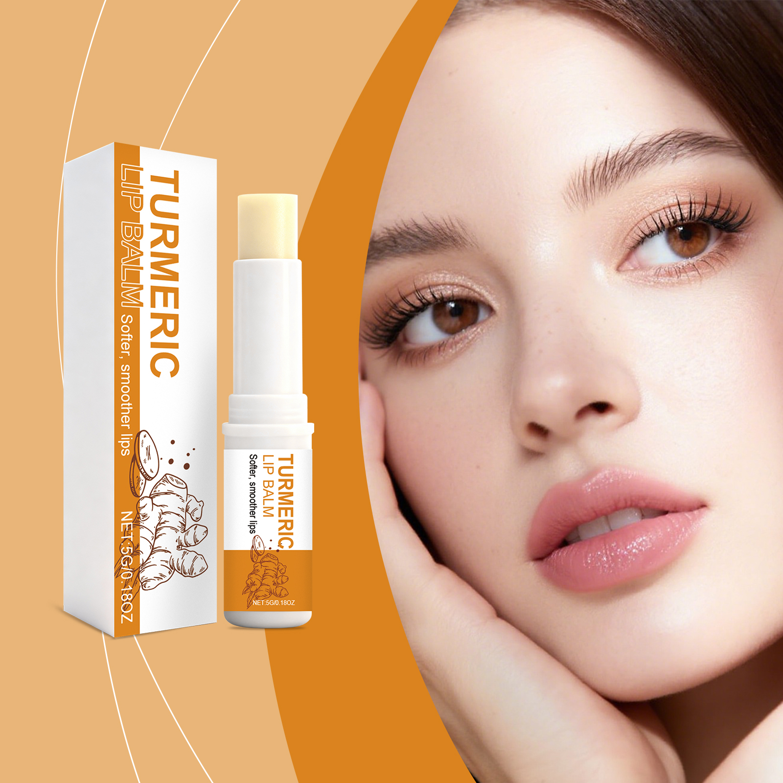 Turmeric Lip Balm Moisturizes Smooth Nonsticky Softens Lip Skin Daily Hydrating Care Protection