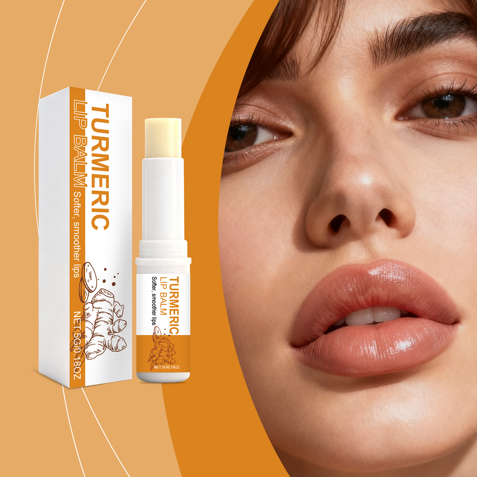 Turmeric Lip Balm Moisturizes Smooth Nonsticky Softens Lip Skin Daily Hydrating Care Protection