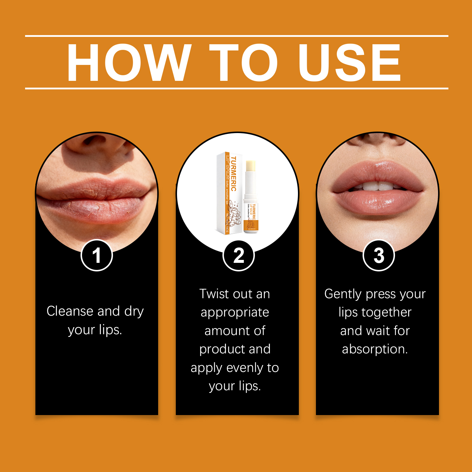 Turmeric Lip Balm Moisturizes Smooth Nonsticky Softens Lip Skin Daily Hydrating Care Protection