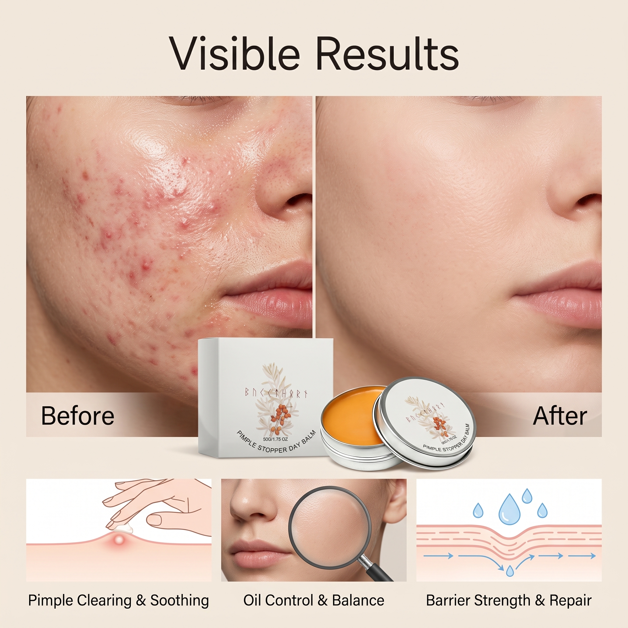 Daily Acne-prone Skin Moisturizing Ointment Mild Ingredients Refreshing Hydrating Easy Smearing Facial Skin Daily Care Nourishing Cream