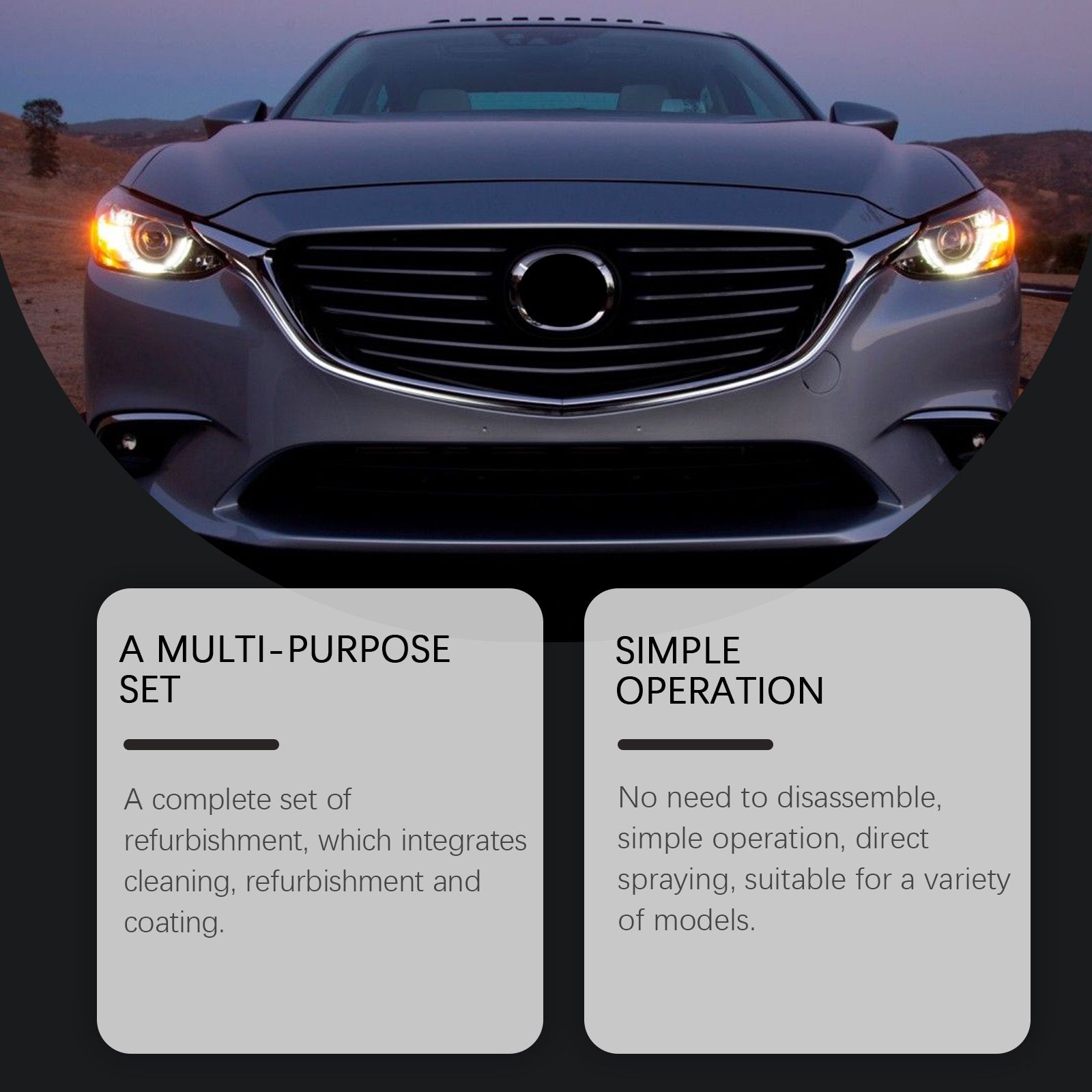 Headlight Restoration Kit Cleaner Coating For Yellowing Oxidation Scratches Car Light Surface Renewal Care Set
