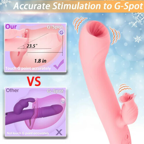 Thrusting Rabbit Vibrator for Women Sex Toys with 7 Vibrations & Tongue Licking 5 In 1 Waterproof Adult Toy for Couples