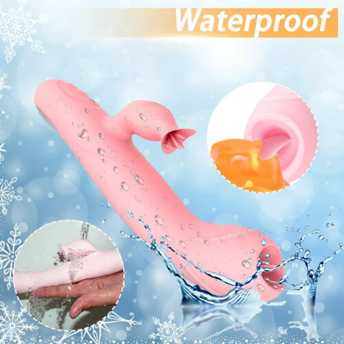Thrusting Rabbit Vibrator for Women Sex Toys with 7 Vibrations & Tongue Licking 5 In 1 Waterproof Adult Toy for Couples