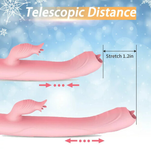 Thrusting Rabbit Vibrator for Women Sex Toys with 7 Vibrations & Tongue Licking 5 In 1 Waterproof Adult Toy for Couples