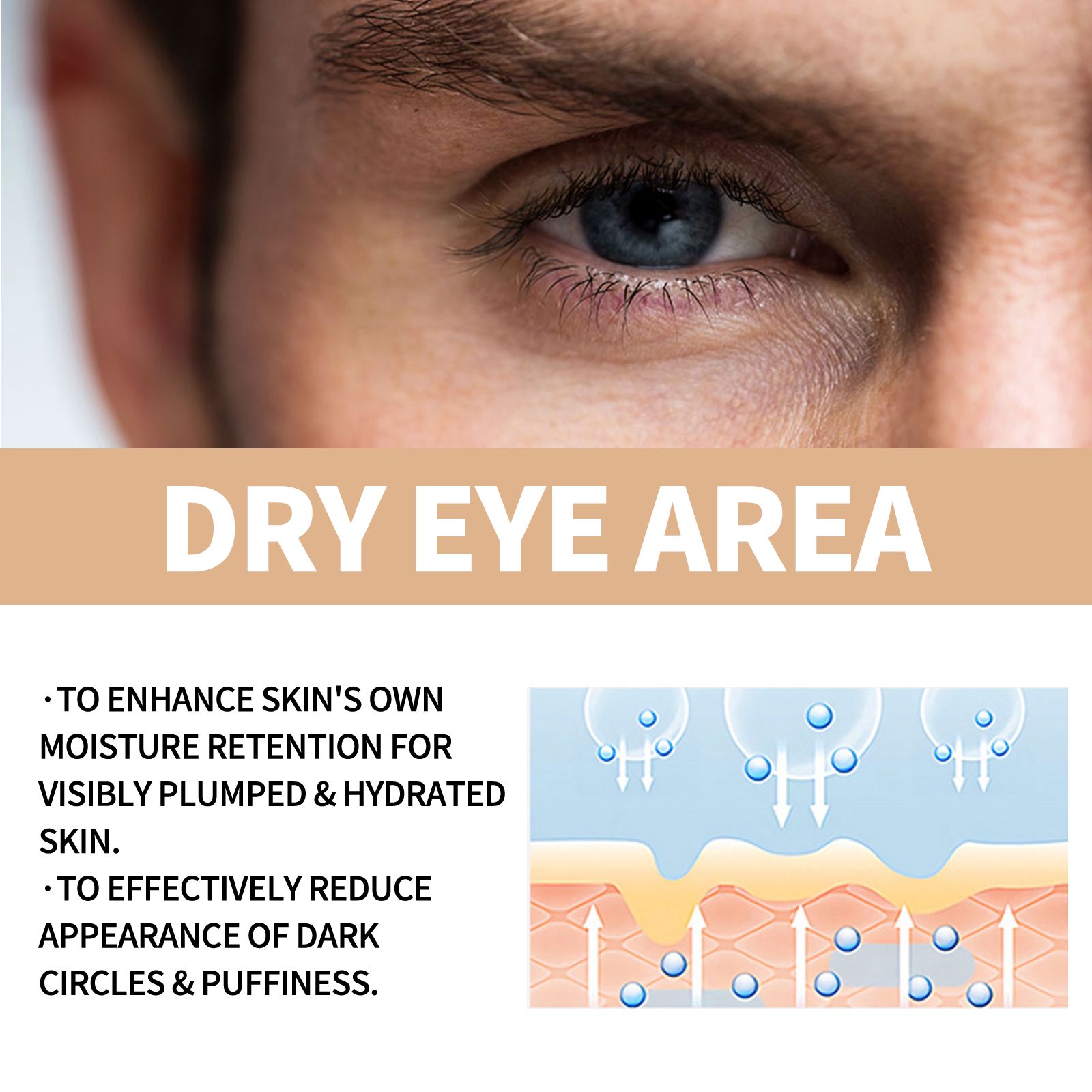 Men Hydrating Eye Roll On Cream Moisturizing For Dark Circles Puffiness And Fine Lines 10ml