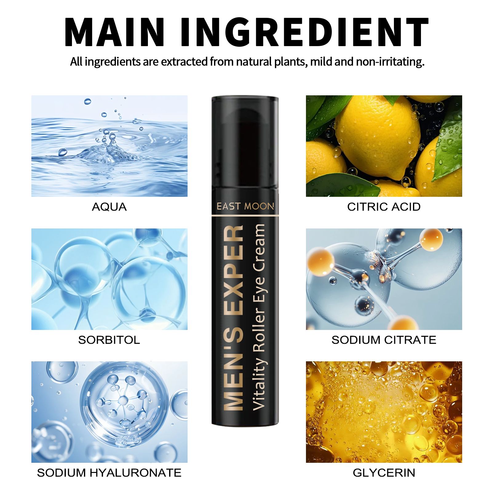 Men Hydrating Eye Roll On Cream Moisturizing For Dark Circles Puffiness And Fine Lines 10ml
