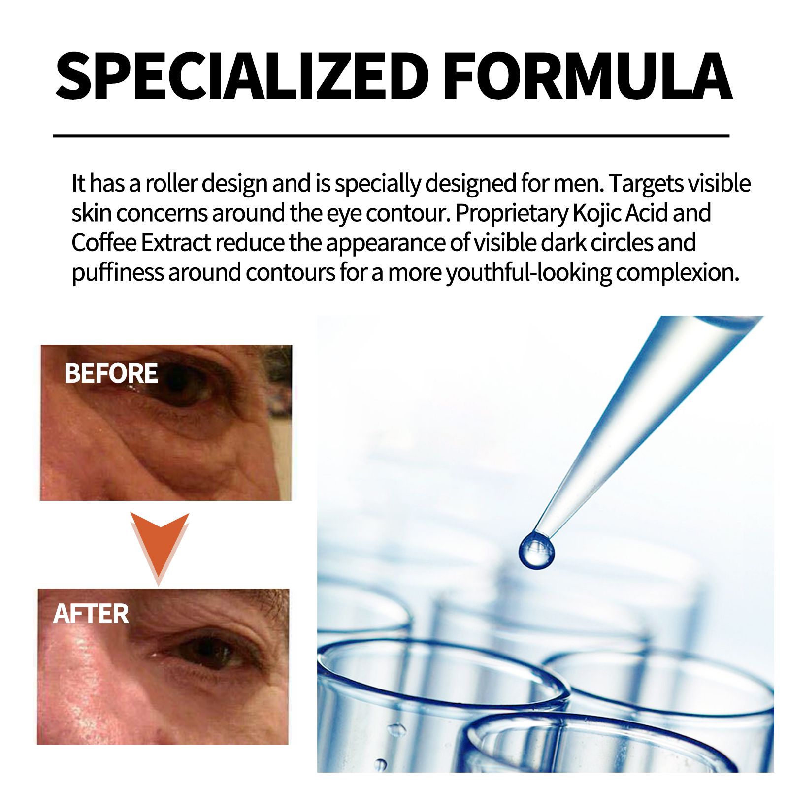 Men Hydrating Eye Roll On Cream Moisturizing For Dark Circles Puffiness And Fine Lines 10ml