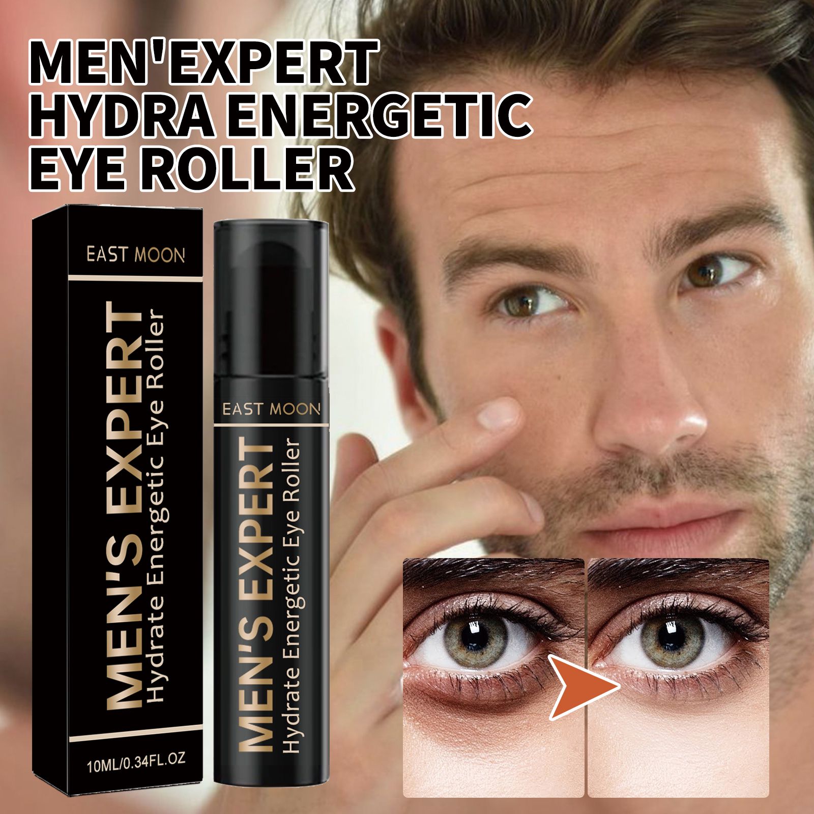 Men Hydrating Eye Roll On Cream Moisturizing For Dark Circles Puffiness And Fine Lines 10ml