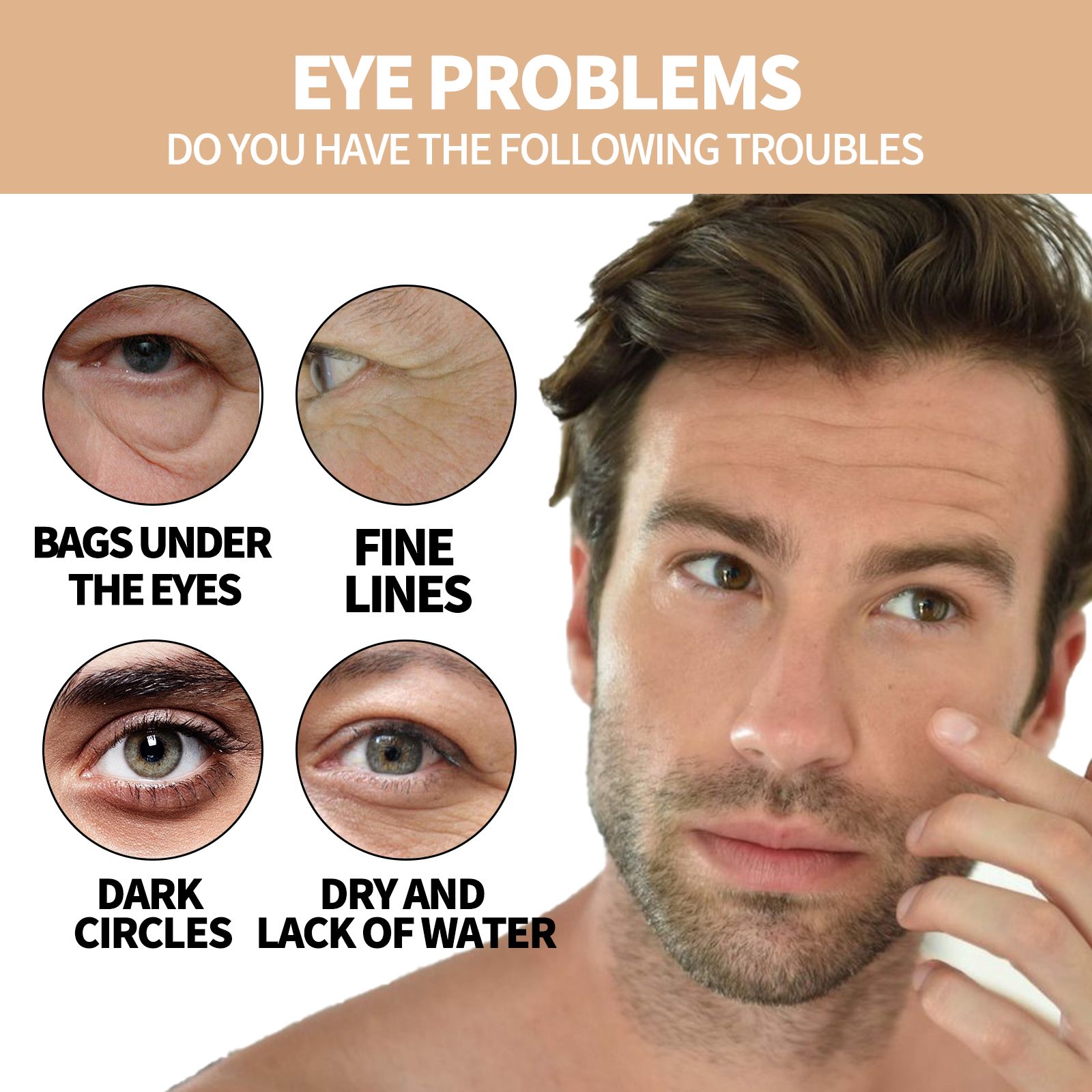 Men Hydrating Eye Roll On Cream Moisturizing For Dark Circles Puffiness And Fine Lines 10ml