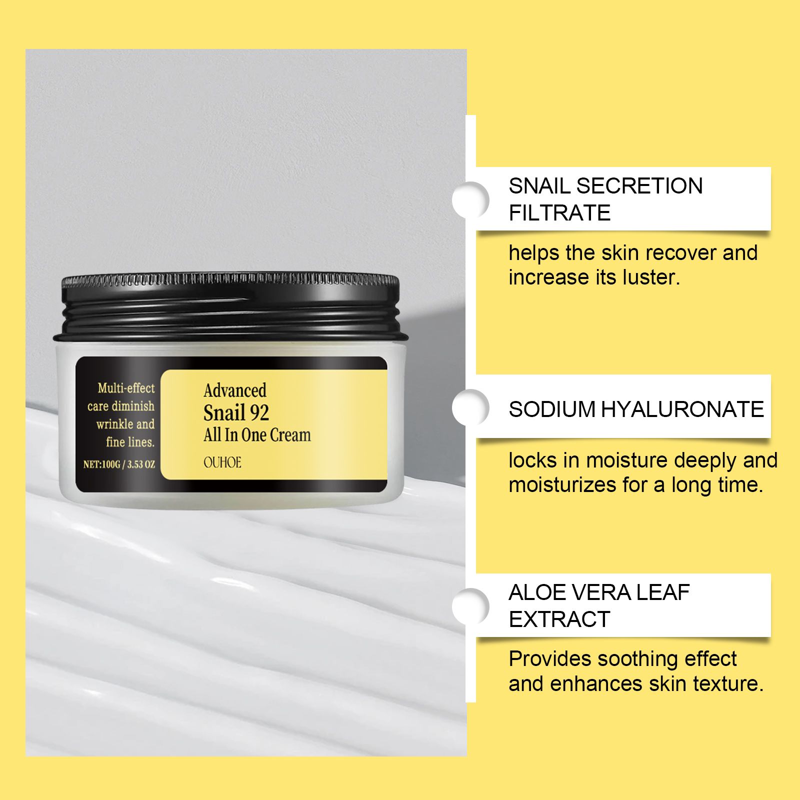 Snail Multi Effect Face Cream Moisturizing Repairing Hydrating For Daily Skin Care
