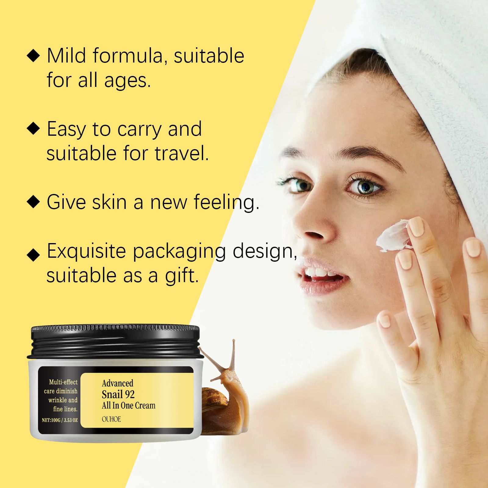 Snail Multi Effect Face Cream Moisturizing Repairing Hydrating For Daily Skin Care