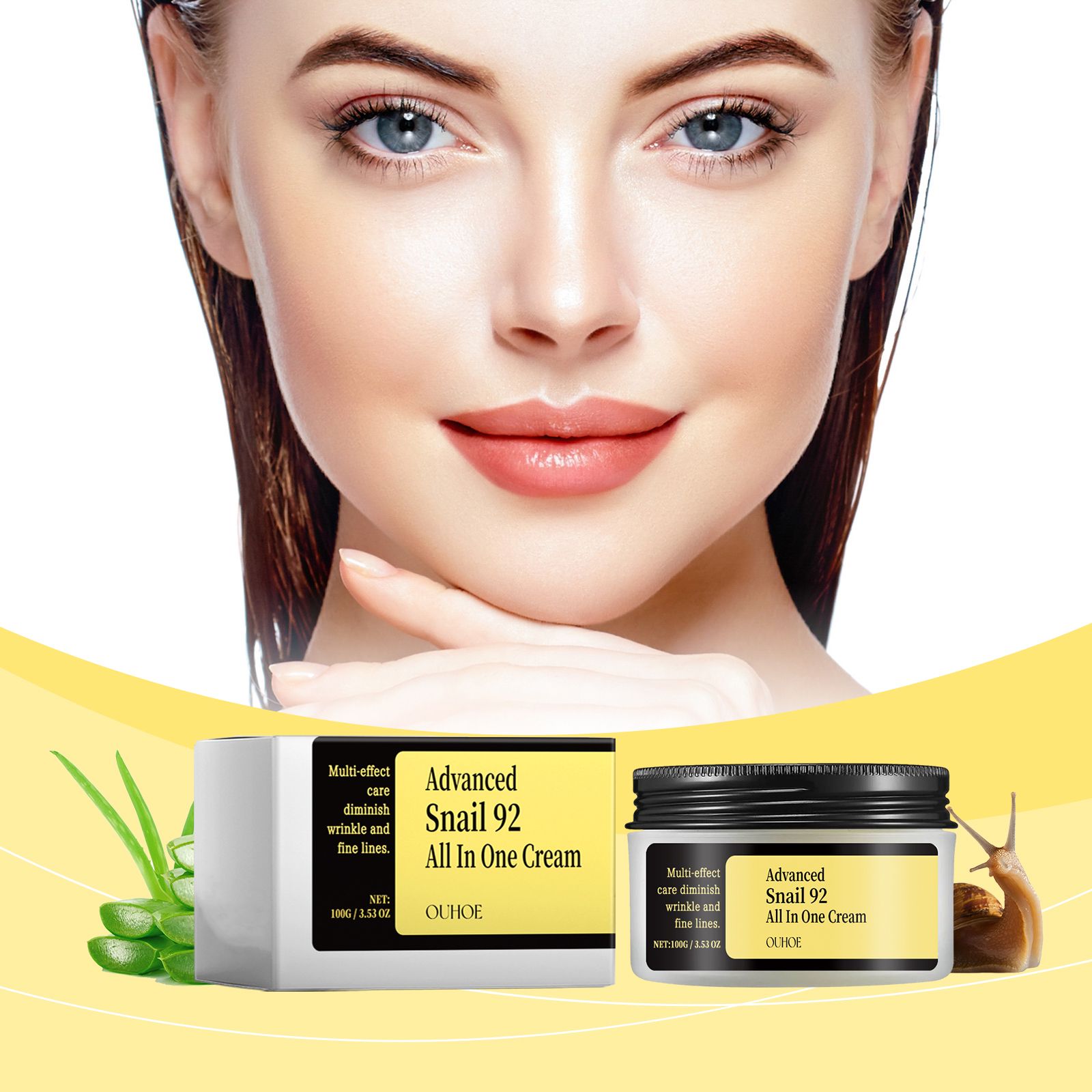 Snail Multi Effect Face Cream Moisturizing Repairing Hydrating For Daily Skin Care