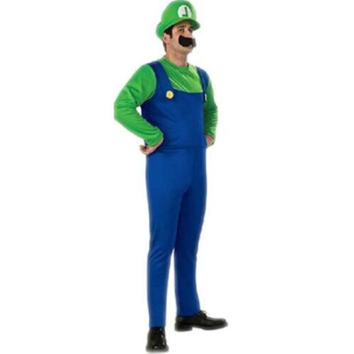 ((Men) Green Luigi, M) Adults Men Super Mario Bros Luigi Fancy Dress Outfit Sets Party C