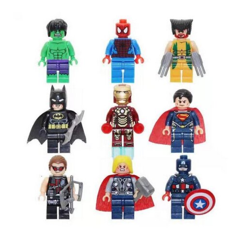 9PCS Superheroes Batman Hulk Mini figures Building Block Toy