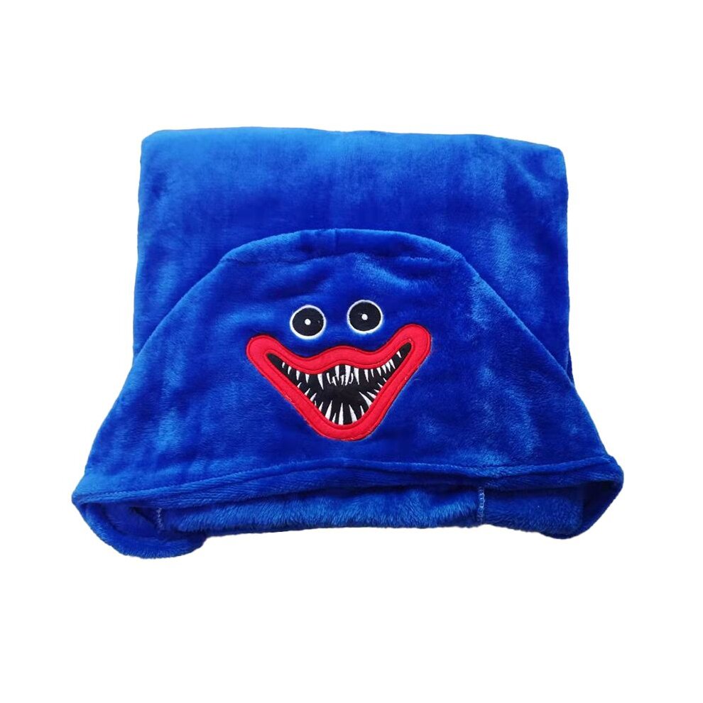 (Blue, 160x100cm) Poppy Playtime Oversized Plush Hooded Blanket Huggy Wuggy Cape Shawl C