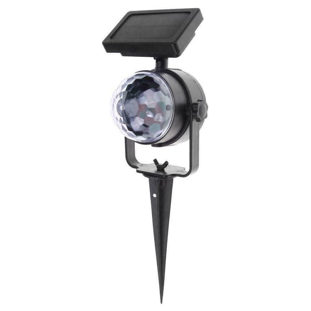 Solar LED Moving Colour Changing Rotating RGB Spotlight Garden Party Stage Light