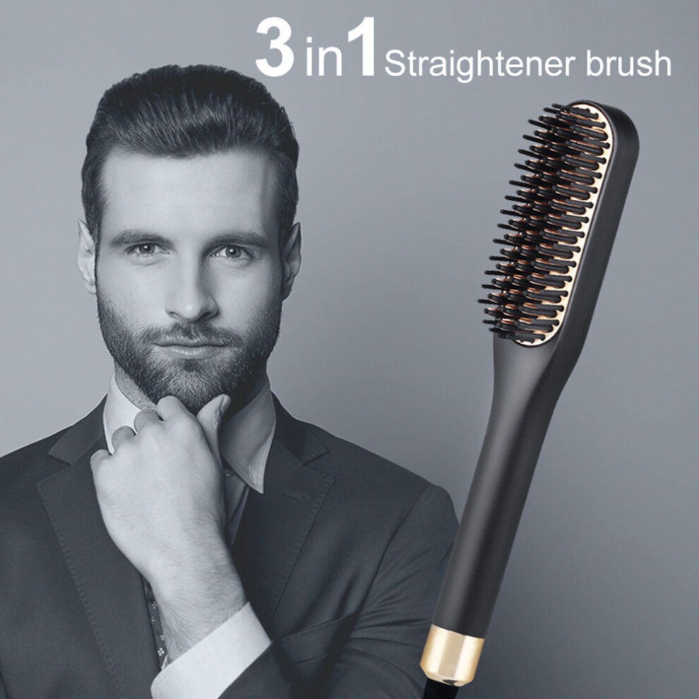 Mini Hair Straightener Brush Hot Comb Iron Ceramic Mens Beard Comb Electric Heating Com