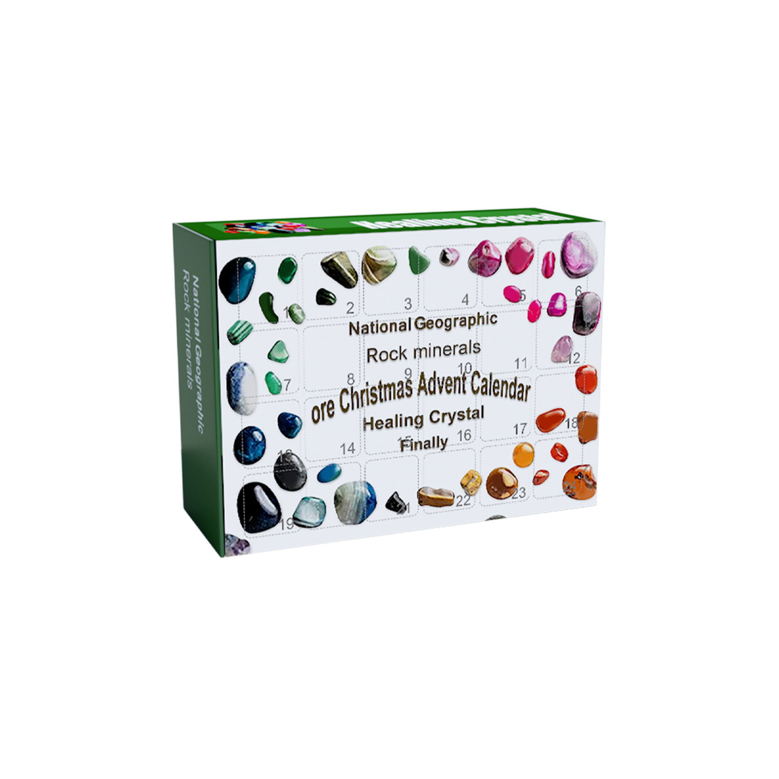 Christmas Advent Calendar 2022 24 Pcs Rock Healing Crystals Minerals with Box for 24 Days Christmas Countdown Calendar Ore Rock Collection Kids Girls Gift Toys