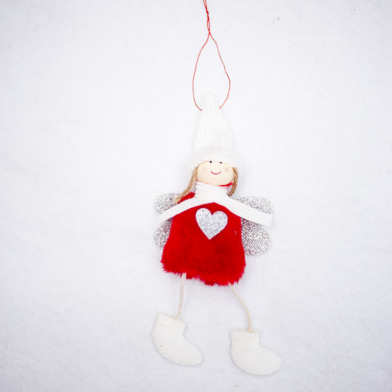 (White) Christmas Angel Ornaments Elk Angel Feather Doll Pendant Christmas Tree Decor Hanging Decoration Christmas Plush Angel Pendant Child Cute Doll for Xmas Festive Home Decor Kids Gift