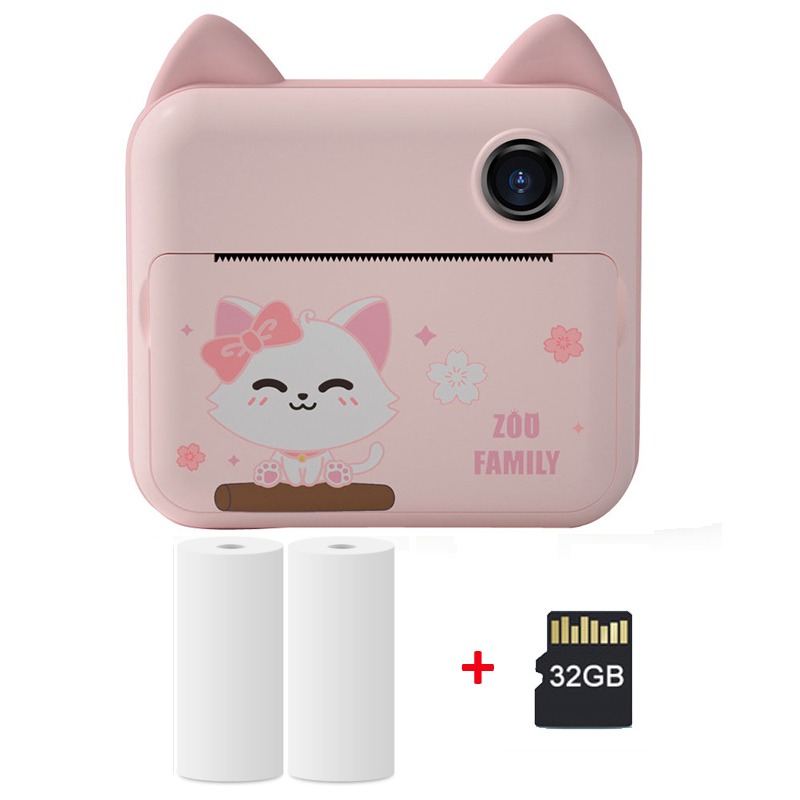 (Dinosaur) Instant Print Camera 1080P Kids Digital Camera Photo Print Camera Video Recorder with 32GB TF Card 2 Rolls Print Paper Gifts for 3-12 Year Old Boys Girls
