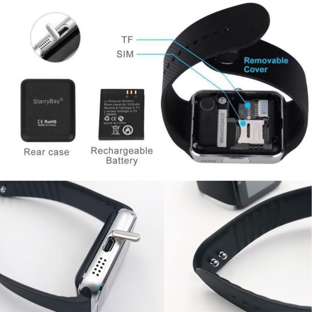 Bluetooth Smart Watch Camera For Android iOS GSM GPRS SIM TF Card Black