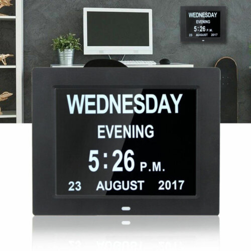 Digital Day Clock LED Calendar Dementia Alarm Time Date Month Memory