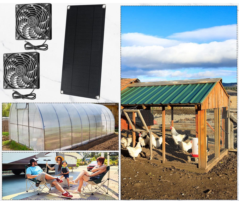 Makecool Solar Panel, 12V Monocrystalline Solar Panel Weatherproof Dual Fan EVA Array Solar Power System for Home, Sheds, Motorhomes, Rooftop, Caravan, Camper, Marine Boat and Off-grid