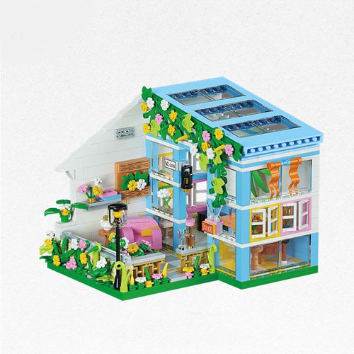 Mini Flower House Building Blocks Shop Miniature Toys Girls