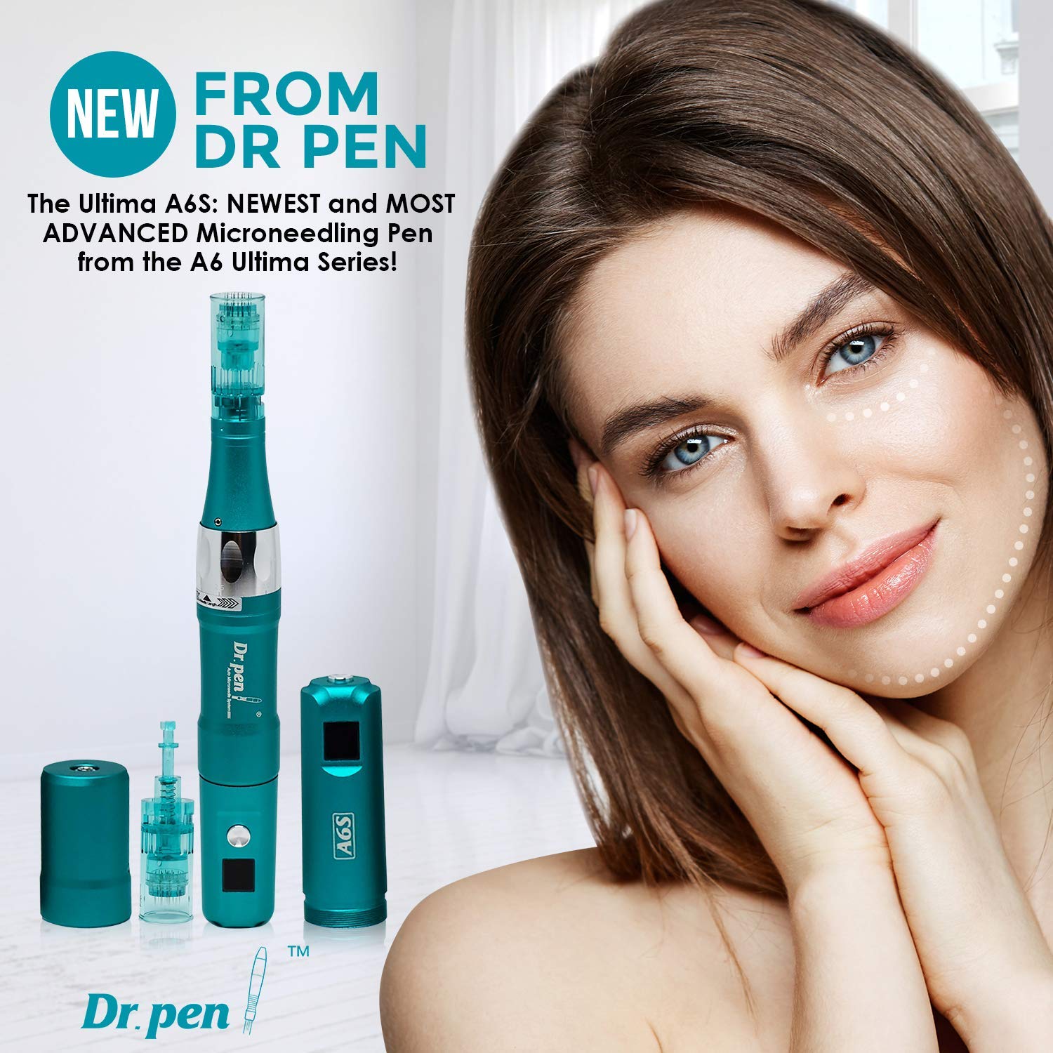 Dr Pen Ultima A6S Wireless Microneedle Derma Pen Electric Microneedling Pen Professional Skin Care Device 6 Speeds 12Pcs Cartridges Needles