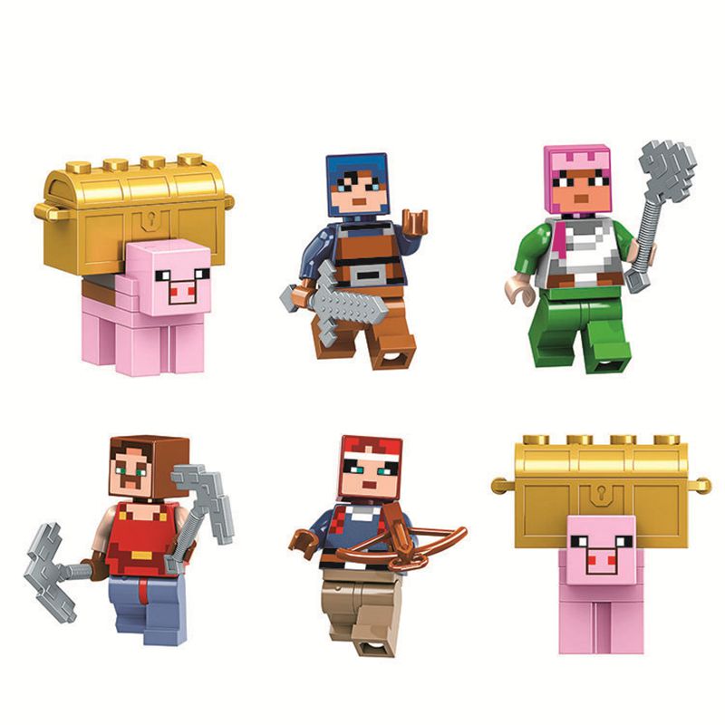 My World Red Stone Monster Battle Model Bricks With Figures Building Blocks Toys for Kids Gifts